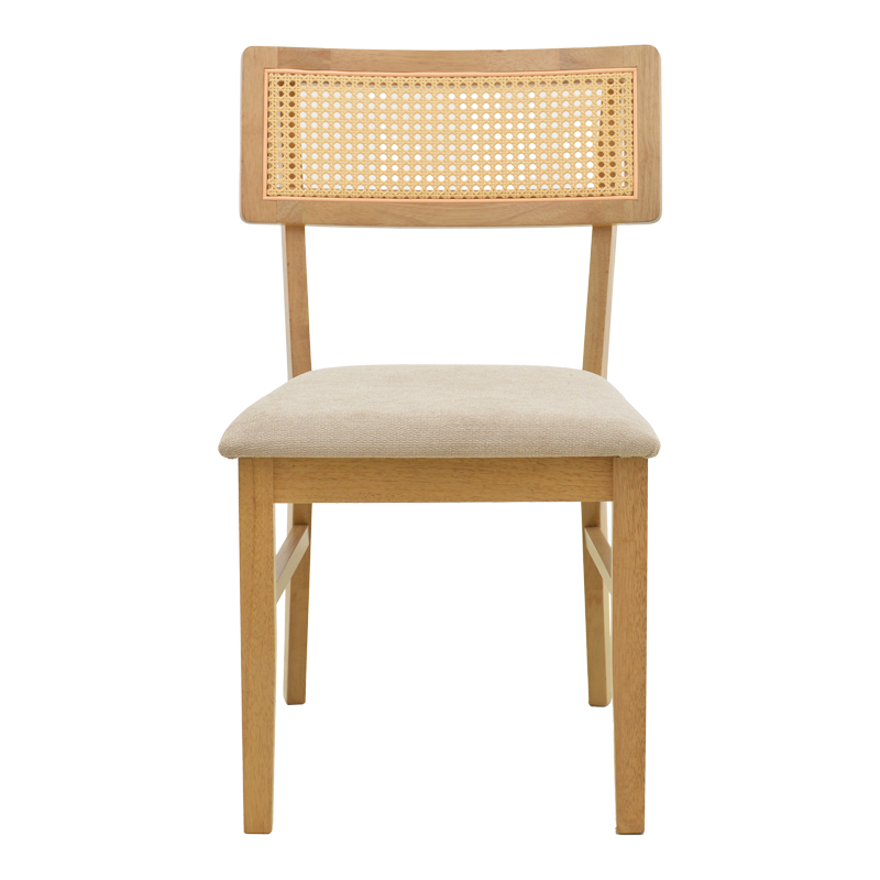 Καρέκλα Raffles pakoworld rubberwood με pe rattan και γκρι μπεζ ύφασμα 47x48x83.5εκ Καρέκλα Raffles pakoworld rubberwood με pe rattan και γκρι μπεζ ύφασμα 47x48x83.5εκ