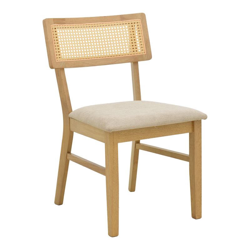Καρέκλα Raffles pakoworld rubberwood με pe rattan και γκρι μπεζ ύφασμα 47x48x83.5εκ Καρέκλα Raffles pakoworld rubberwood με pe rattan και γκρι μπεζ ύφασμα 47x48x83.5εκ