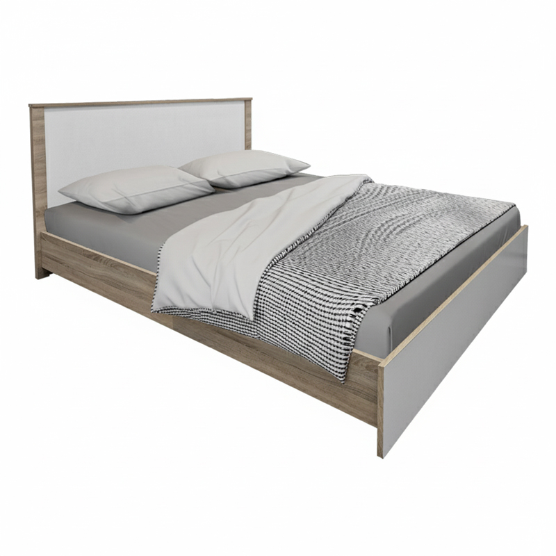 Κρεβάτι Athos pakoworld σε sonoma-λευκό απόχρωση 160x200εκ Κρεβάτι Athos pakoworld σε sonoma-λευκό απόχρωση 160x200εκ
