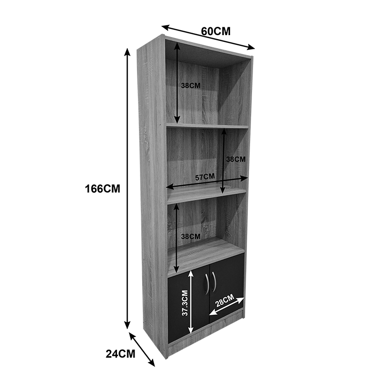 Βιβλιοθήκη Tekaro pakoworld sonoma-ανθρακί 60x29x166εκ Βιβλιοθήκη Tekaro pakoworld sonoma-ανθρακί 60x29x166εκ