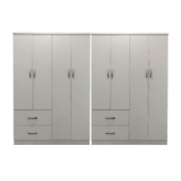 Ντουλάπα οχτάφυλλη Athos pakoworld λευκή 241x42x181εκ