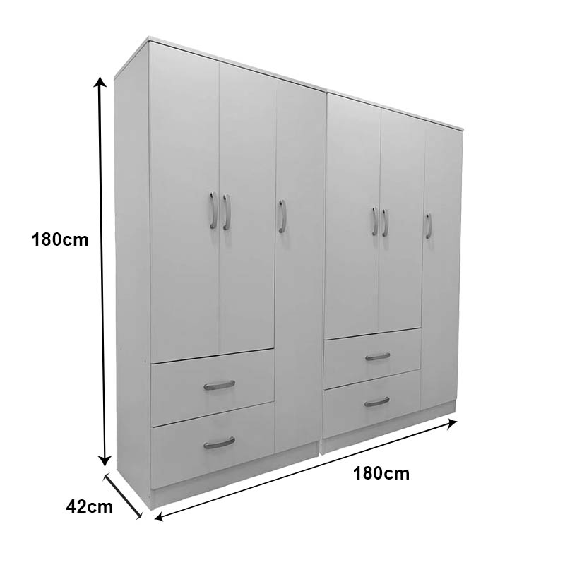Ντουλάπα εξάφυλλη Athos pakoworld λευκή 180x42x180εκ Ντουλάπα εξάφυλλη Athos pakoworld λευκή 180x42x180εκ