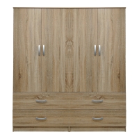 Ντουλάπα τετράφυλλη με συρτάρια Athos pakoworld sonoma 160x42x180εκ Ντουλάπα τετράφυλλη με συρτάρια Athos pakoworld sonoma 160x42x180εκ