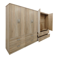 Ντουλάπα εξάφυλλη με συρτάρια Athos pakoworld sonoma 240x42x180εκ Ντουλάπα εξάφυλλη με συρτάρια Athos pakoworld sonoma 240x42x180εκ