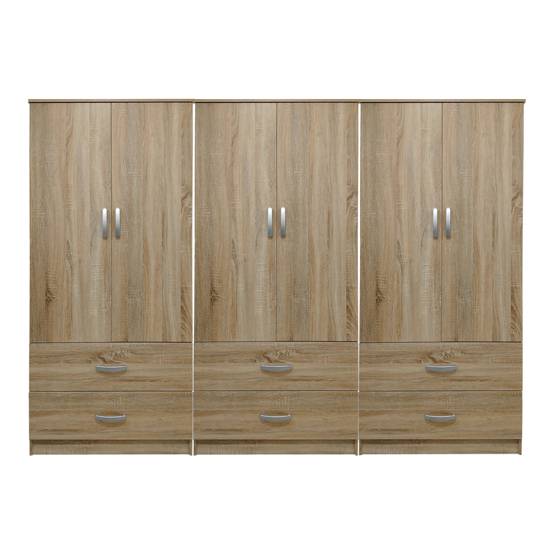 Ντουλάπα εξάφυλλη με συρτάρια Athos pakoworld sonoma 240x42x180εκ Ντουλάπα εξάφυλλη με συρτάρια Athos pakoworld sonoma 240x42x180εκ