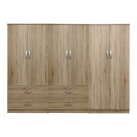 Ντουλάπα εξάφυλλη Athos pakoworld sonoma 240x42x180εκ