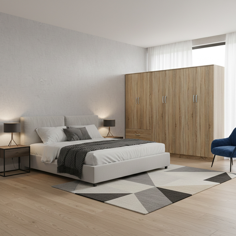 Ντουλάπα εξάφυλλη Athos I pakoworld sonoma 240x42x180εκ Ντουλάπα εξάφυλλη Athos I pakoworld sonoma 240x42x180εκ