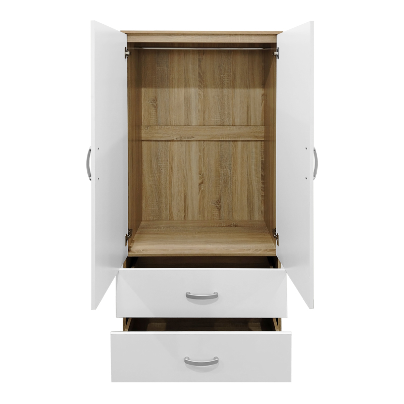 Ντουλάπα εξάφυλλη με συρτάρια Athos pakoworld sonoma-λευκό  240x42x180εκ