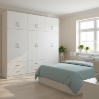 Ντουλάπα εξάφυλλη με πατάρι Athos pakoworld λευκή 240x42x240εκ Ντουλάπα εξάφυλλη με πατάρι Athos pakoworld λευκή 240x42x240εκ