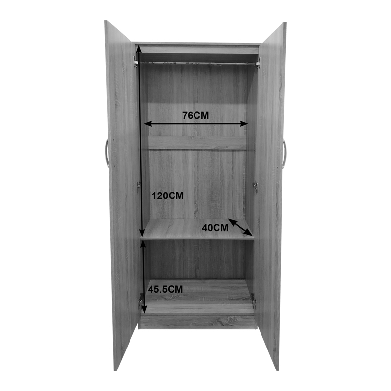 Ντουλάπα εξάφυλλη με πατάρι Athos I pakoworld λευκή 240x42x240εκ