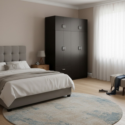 Ντουλάπα εξάφυλλη με πατάρι Athos pakoworld wenge 240x42x240εκ
