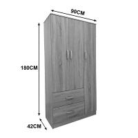 Ντουλάπα εξάφυλλη με πατάρι Athos pakoworld wenge 180x42x240εκ