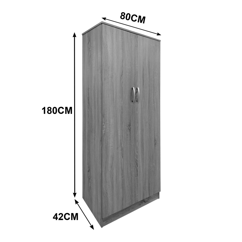 Ντουλάπα εξάφυλλη με πατάρι Athos pakoworld sonoma-λευκή 240x42x240εκ