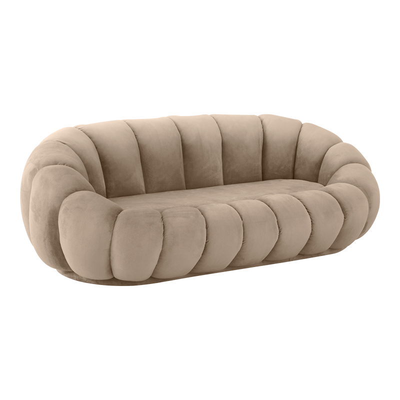 Καναπές Embrace pakoworld βελούδο σε γκρι μπεζ απόχρωση 180x105x65εκ Καναπές Embrace pakoworld βελούδο σε γκρι μπεζ απόχρωση 180x105x65εκ