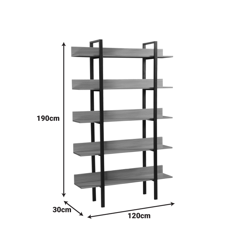 Βιβλιοθήκη Boderta pakoworld σε sonoma-μαύρη απόχρωση 120x30x190εκ Βιβλιοθήκη Boderta pakoworld σε sonoma-μαύρη απόχρωση 120x30x190εκ