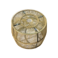 Τραπέζι Adela pakoworld pe wicker-γυαλί σε φυσική απόχρωση Φ47x38εκ Τραπέζι Adela pakoworld pe wicker-γυαλί σε φυσική απόχρωση Φ47x38εκ