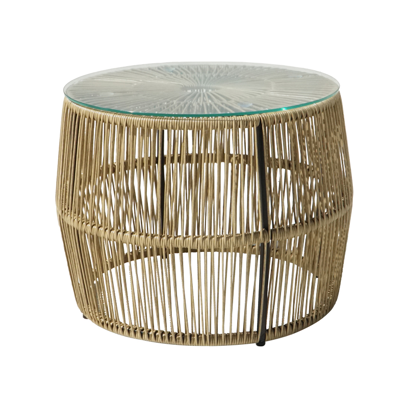 Τραπέζι Adela pakoworld pe wicker-γυαλί σε φυσική απόχρωση Φ47x38εκ Τραπέζι Adela pakoworld pe wicker-γυαλί σε φυσική απόχρωση Φ47x38εκ