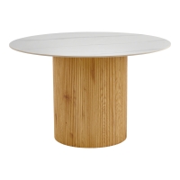 Τραπέζι Sikulu pakoworld oak MDF με κεραμική επιφάνεια σε λευκό μαρμάρου Φ125x77εκ Τραπέζι Sikulu pakoworld oak MDF με κεραμική επιφάνεια σε λευκό μαρμάρου Φ125x77εκ