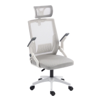 Καρέκλα γραφείου Plymot pakoworld λευκή - mesh γκρι 48x58x112-122εκ Καρέκλα γραφείου Plymot pakoworld λευκή - mesh γκρι 48x58x112-122εκ
