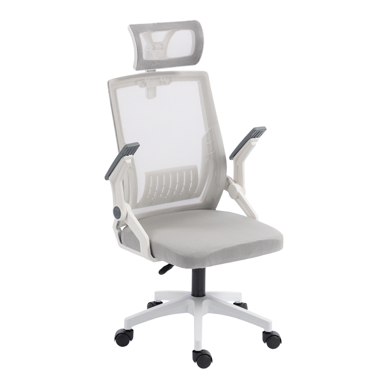 Καρέκλα γραφείου Plymot pakoworld λευκή - mesh γκρι 48x58x112-122εκ Καρέκλα γραφείου Plymot pakoworld λευκή - mesh γκρι 48x58x112-122εκ
