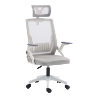 Καρέκλα γραφείου Plymot pakoworld λευκή - mesh γκρι 48x58x112-122εκ Καρέκλα γραφείου Plymot pakoworld λευκή - mesh γκρι 48x58x112-122εκ